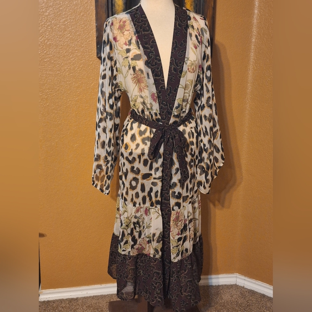 Floral and Leopard Print Dress